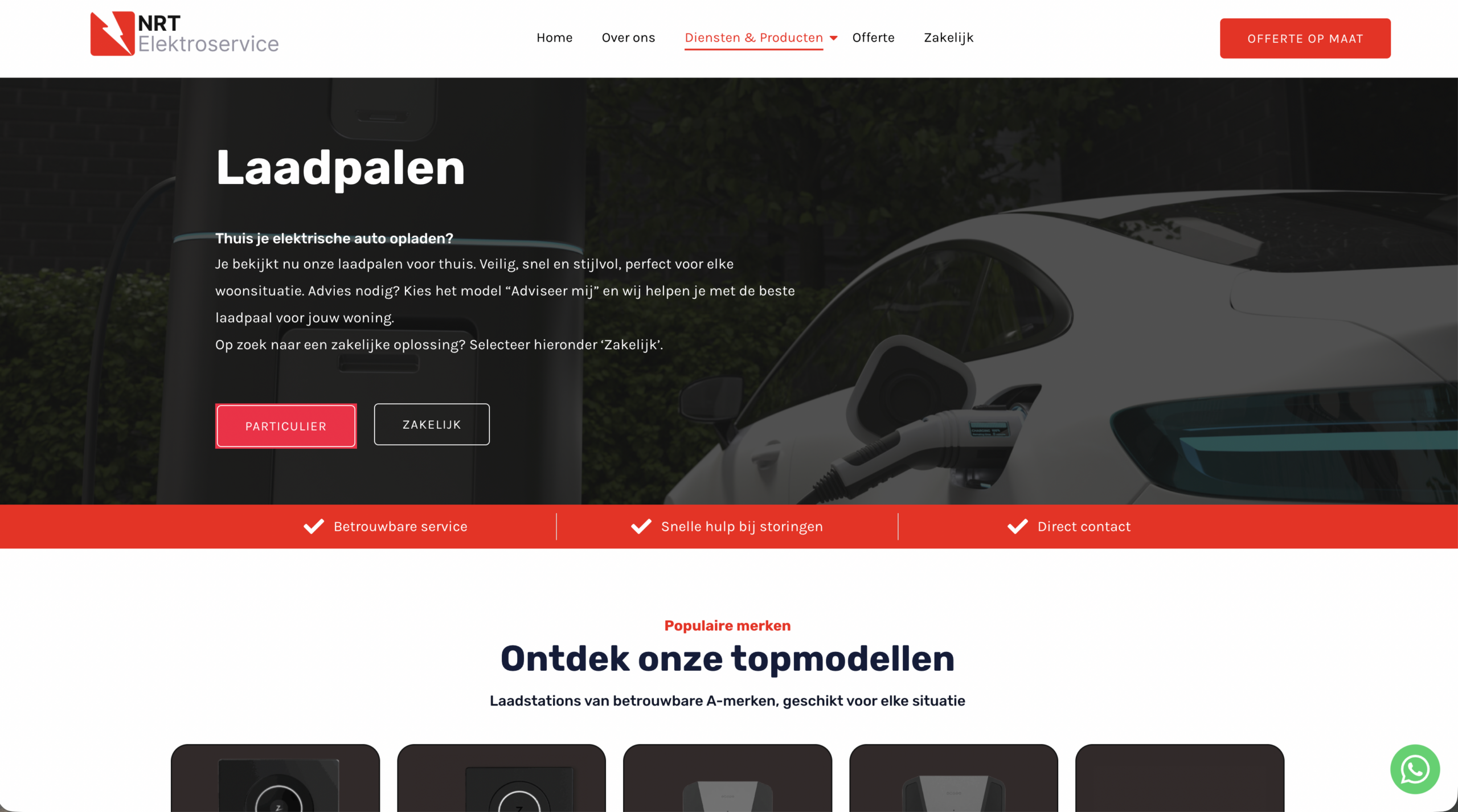 Website van NRT Elektrotechniek ontworpen door webdesigner in Eindhoven